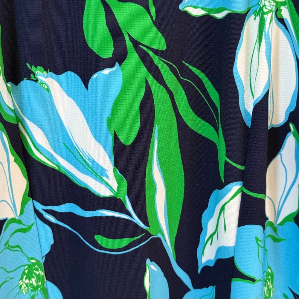 Boston Proper Halter Maxi Dress L Large Navy Blue Green White Floral Resort - Picture 6 of 8